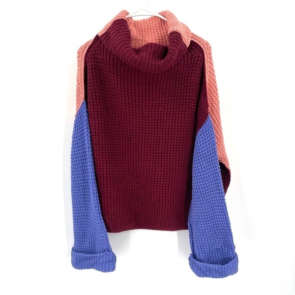 Free People Park City Color block Knit Oversized Chunky Pullover Sweater - Picture 4 of 9